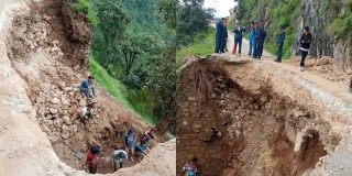 जयपृथ्वी मार्गमा पर्ने चैनपुर सडकमा पहिरो , यातायात ठप्प  