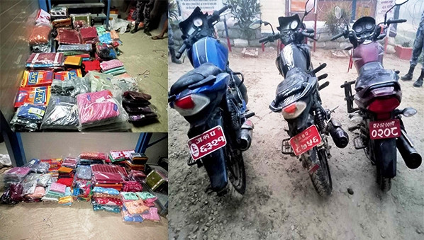 धनुषामा सशस्त्र प्रहरी बल नेपालद्वारा १२ लाख मूल्यभन्दा बढीको अबैध सामान बरामद 
