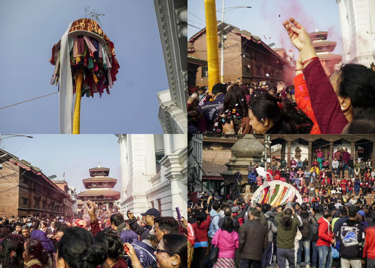 बसन्तपुरमा ठड्याइयो चीर,सुरू भयो रङको पर्व होली (तस्बिरहरु)