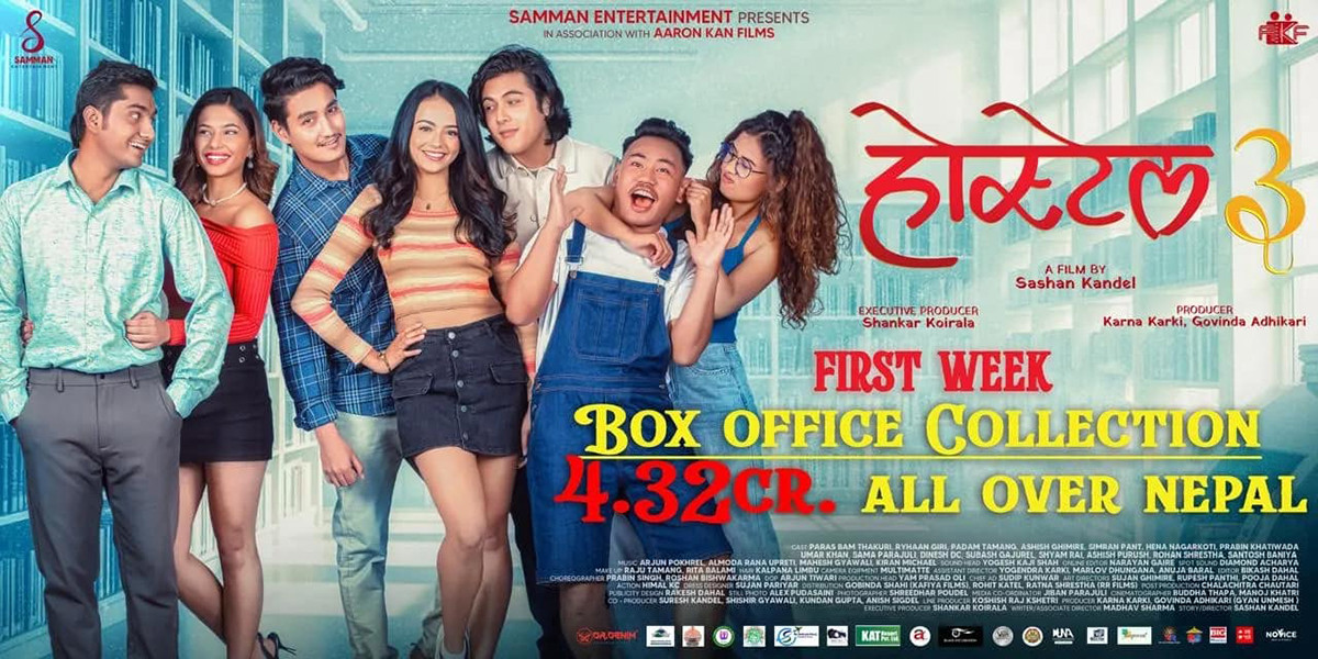 चलचित्र ‘होस्टेल ३’ को पहिलो सातामा ४ करोड ३२ लाख ग्रस कलेक्सन
