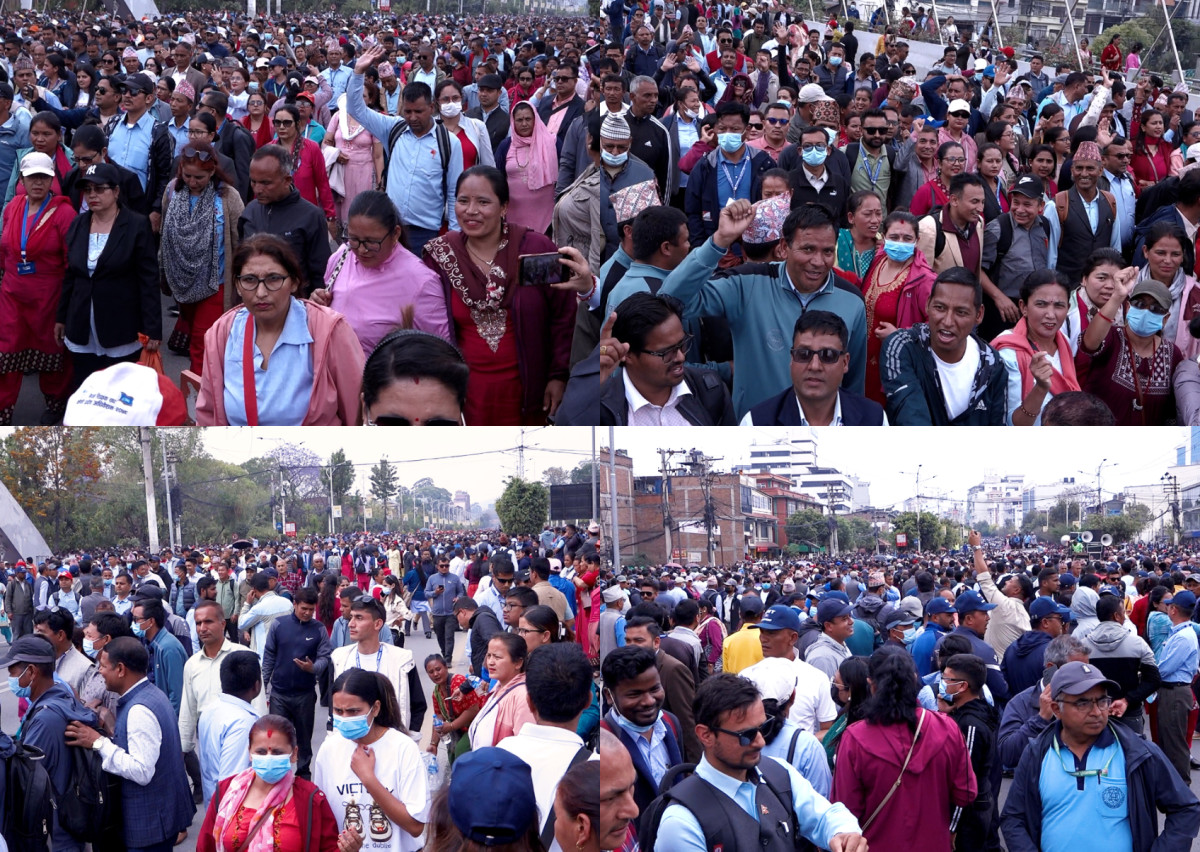 शिक्षकहरूको सडक आन्दोलन १६ औँ  दिन थप आक्रमक (तस्विरहरु)