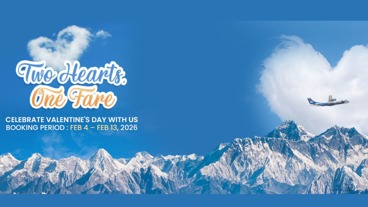 बुद्ध एयरको ‘भ्यालेन्टाइन डे’ अफर:एकै टिकटमा दुई जनालाई एभरेष्ट एक्सपेरियन्स उडान
