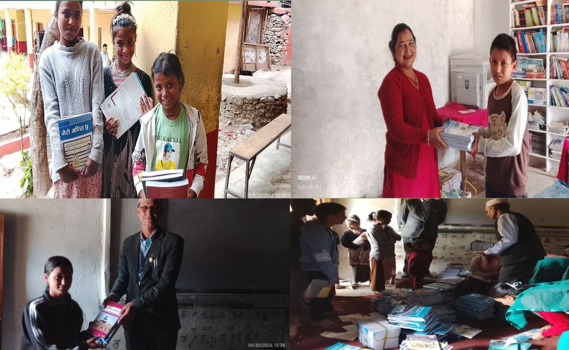 नयाँ शैक्षिक सत्र:बाजुरामा भर्नासँगै विद्यार्थीको हात–हातमा पाठ्यपुस्तक