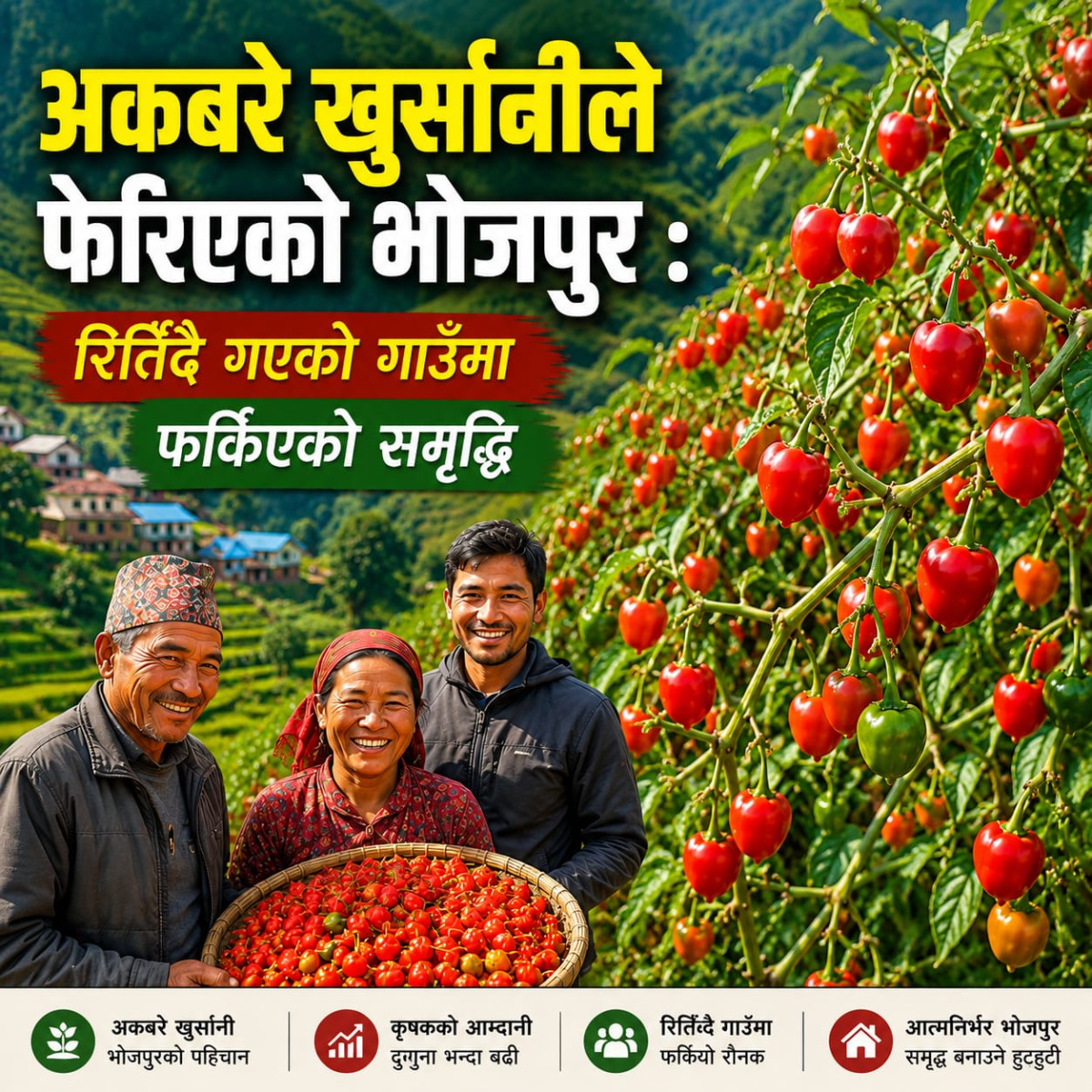 अकबरे खुर्सानीले फेरिएको भोजपुर : रित्तिँदै गएको गाउँमा फर्किएको समृद्धि