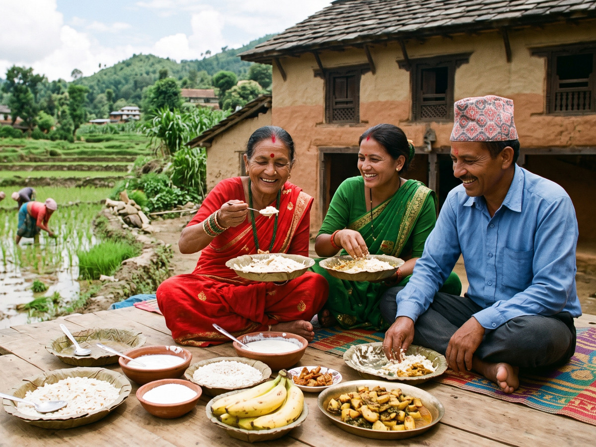 आज दही चिउरा खाई असार १५ मनाउँदै
